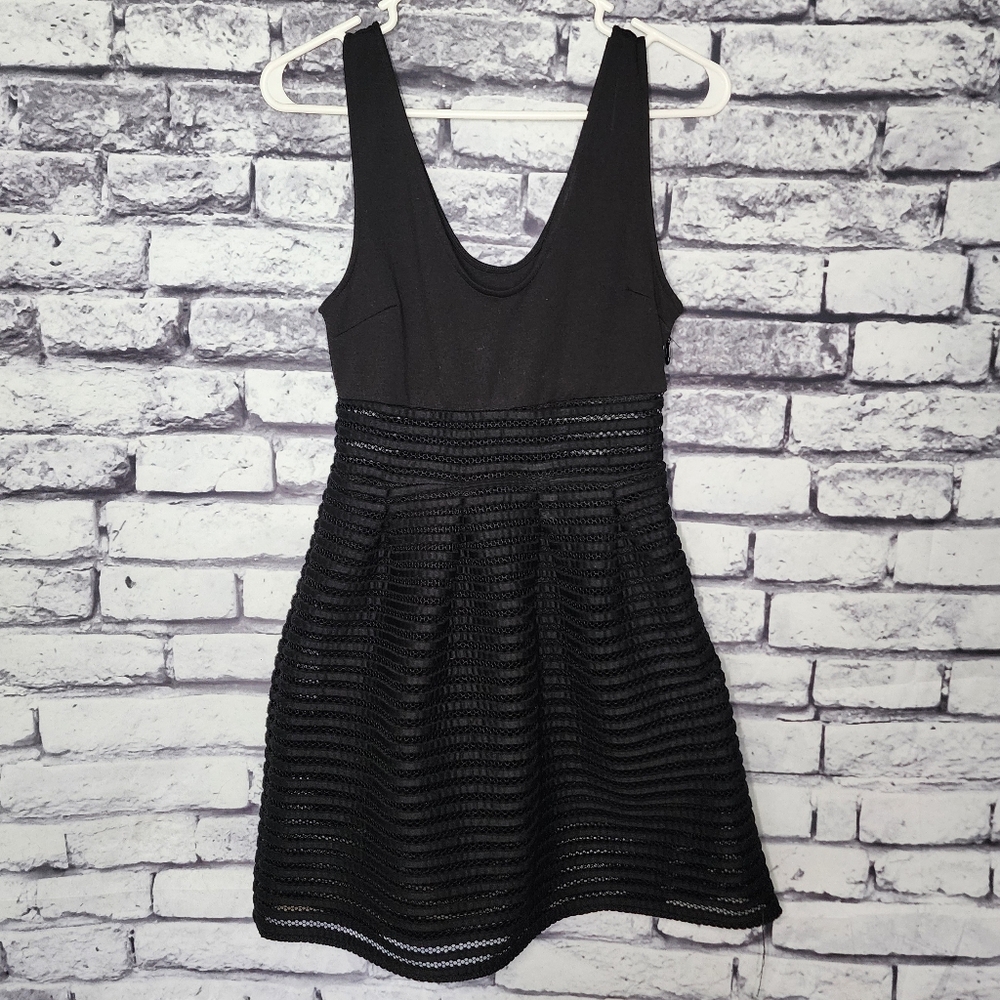 Poetry Black Textured Mini Dress - S